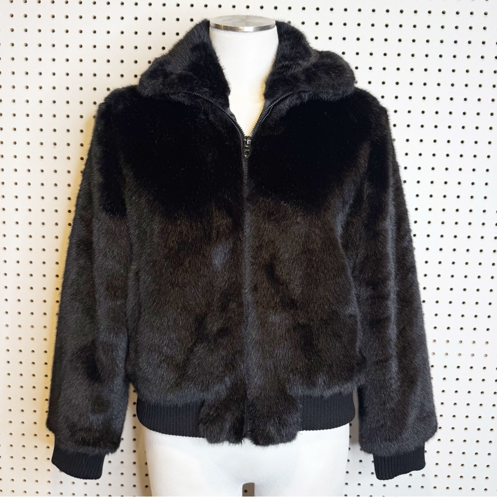 Vigoss | Faux Fur Collared Bomber Jacket in Black Sz. S